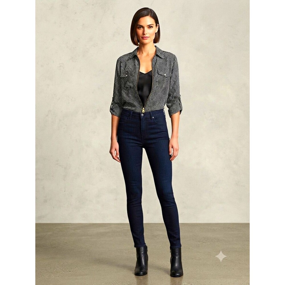 Michael Kors Black and White Blouse With Full Zip